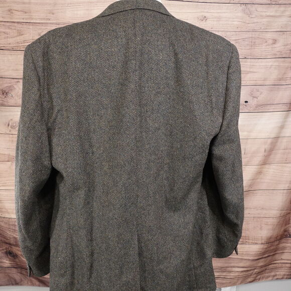 VINTAGE BROOKS BROTHERS USA MADE TWEED HERRINGBONE SPOT COAT MENS SZ 46R 46 REG - Picture 4 of 8